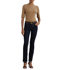 Lauren Ralph Lauren Stretch Knit Boatneck Elbow Sleeve Tee Shirt