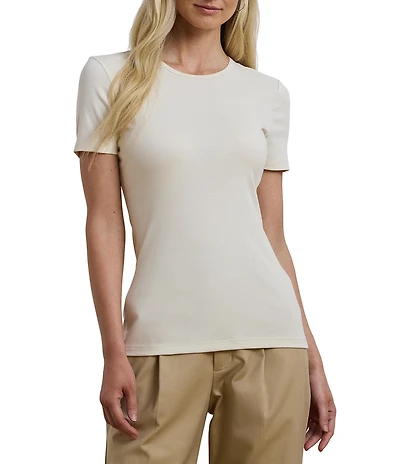 Lauren Ralph Lauren Stretch Knit Crew Neck Short Sleeve Tee