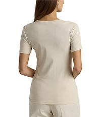 Lauren Ralph Lauren Stretch Knit Crew Neck Short Sleeve Tee