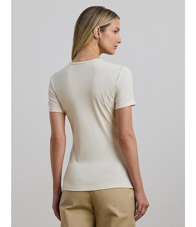Lauren Ralph Lauren Stretch Knit Crew Neck Short Sleeve Tee