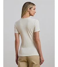 Lauren Ralph Lauren Stretch Knit Crew Neck Short Sleeve Tee