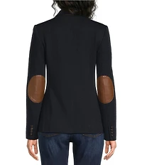 Lauren Ralph Lauren Stretch Knit Herringbone Notch Lapel Long Sleeve Jacket