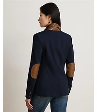 Lauren Ralph Lauren Stretch Knit Herringbone Notch Lapel Long Sleeve Jacket