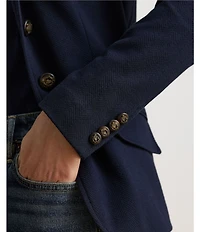 Lauren Ralph Lauren Stretch Knit Herringbone Notch Lapel Long Sleeve Jacket