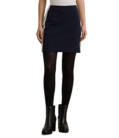 Lauren Ralph Lauren Stretch Knit Two-Tone Color Block Pencil Mini Skirt