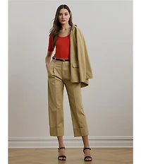 Lauren Ralph Lauren Cotton Blend Rib-Knit Scoop Neck Elbow Sleeve Tee