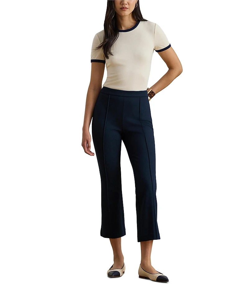 Lauren Ralph Lauren Stretch Twill Wide Leg Ankle Length Pants