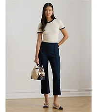 Lauren Ralph Lauren Stretch Twill Wide Leg Ankle Length Pants