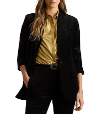 Lauren Ralph Lauren Stretch Velvet Notch Lapel Long Sleeve Blazer