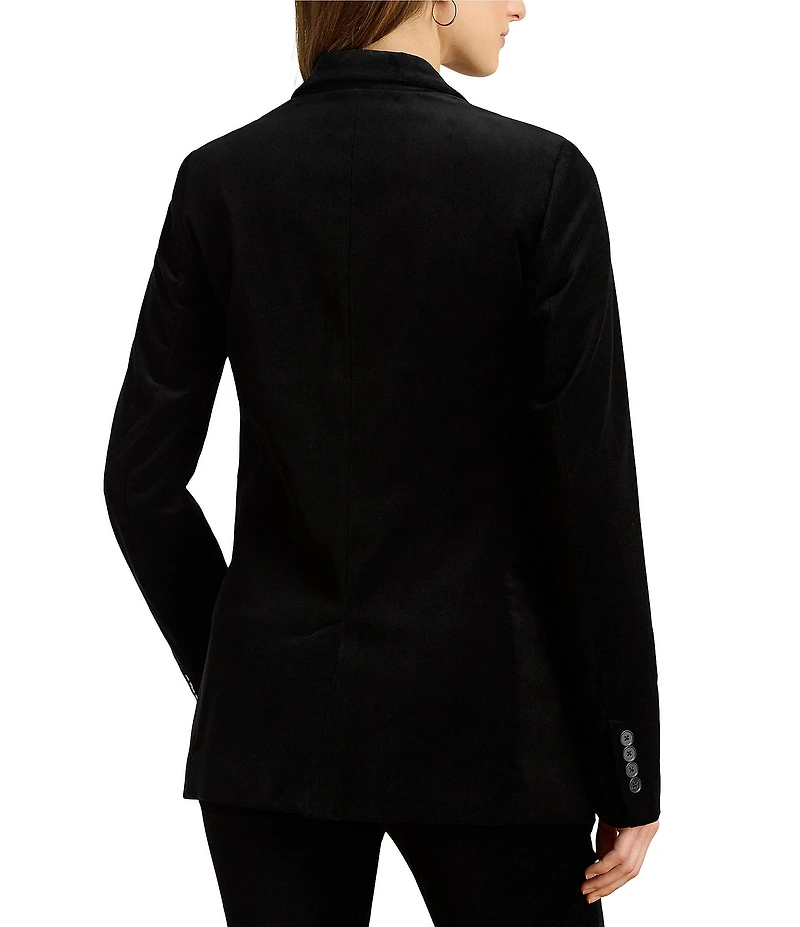 Lauren Ralph Lauren Stretch Velvet Notch Lapel Long Sleeve Blazer