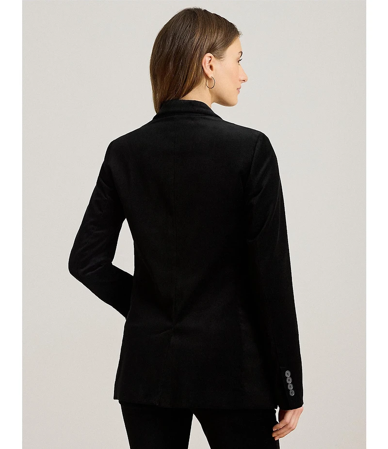 Lauren Ralph Lauren Stretch Velvet Notch Lapel Long Sleeve Blazer
