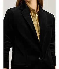 Lauren Ralph Lauren Stretch Velvet Notch Lapel Long Sleeve Blazer