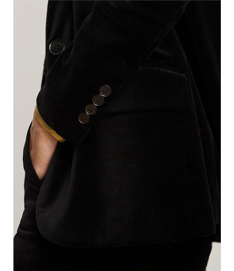 Lauren Ralph Lauren Stretch Velvet Notch Lapel Long Sleeve Blazer