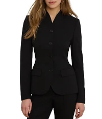 Lauren Ralph Lauren Stretch Wool Crepe Curved Stand Collar Long Sleeves Jacket