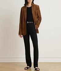 Lauren Ralph Lauren Stretch Wool Crepe High Rise Straight Leg Pants