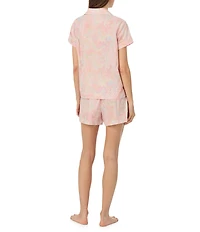 Lauren Ralph Lauren Stripe Paisley Short Sleeve Notch Collar Woven Shorty Pajama Set