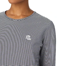 Lauren Ralph Lauren Stripe Print Long Sleeve Crew Neck Jersey Knit Pant Pajama Set