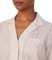 Lauren Ralph Lauren Stripe Print Long Sleeve Notch Collar Pajama Set