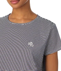 Lauren Ralph Lauren Stripe Print Short Sleeve Crew Neck Knit Shorty Pajama Set