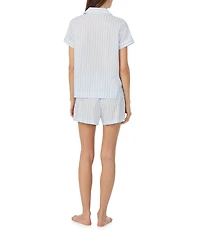 Lauren Ralph Lauren Stripe Print Short Sleeve Notch Collar Woven Shorty Pajama Set
