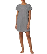 Lauren Ralph Lauren Stripe Short Sleeve Crew Neck Knit Short Nightgown