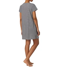 Lauren Ralph Lauren Stripe Short Sleeve Crew Neck Knit Short Nightgown
