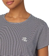 Lauren Ralph Lauren Stripe Short Sleeve Crew Neck Knit Short Nightgown