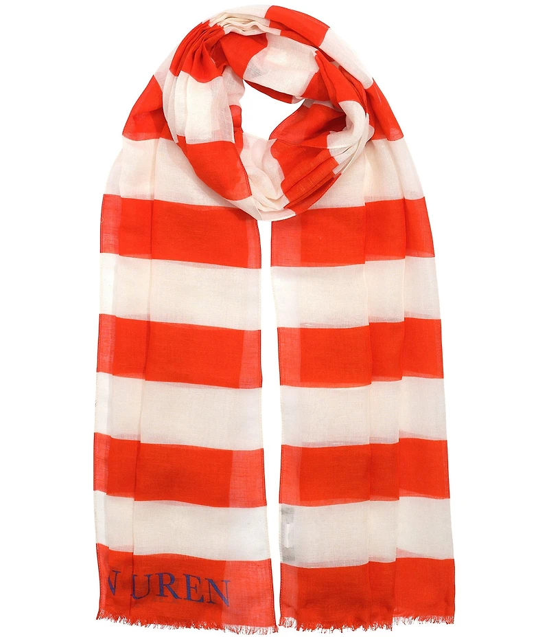 Lauren Ralph Lauren Stripe With Logo Scarf Wrap