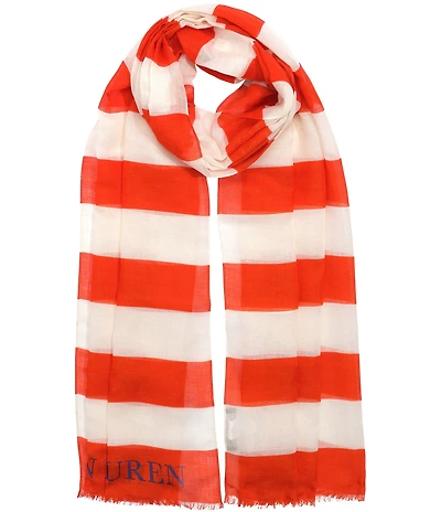 Lauren Ralph Lauren Stripe With Logo Scarf Wrap