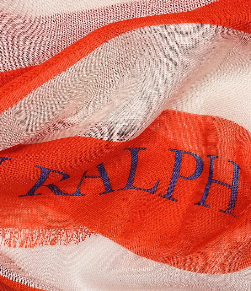 Lauren Ralph Lauren Stripe With Logo Scarf Wrap
