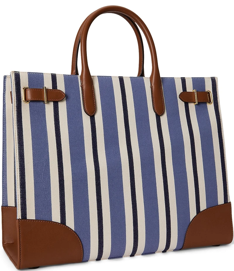 Lauren Ralph Lauren Devyn Large Striped Canvas Tote Bag