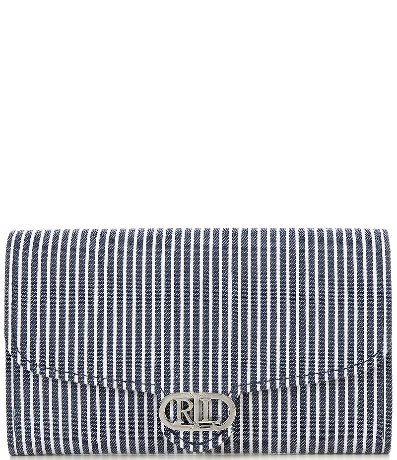 Lauren Ralph Lauren Adair Striped Canvas Medium Wallet Crossbody Bag