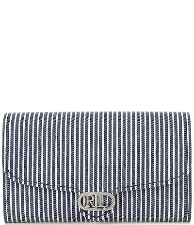 Lauren Ralph Lauren Adair Striped Canvas Medium Wallet Crossbody Bag