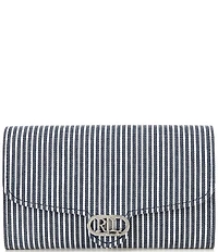 Lauren Ralph Lauren Adair Striped Canvas Medium Wallet Crossbody Bag