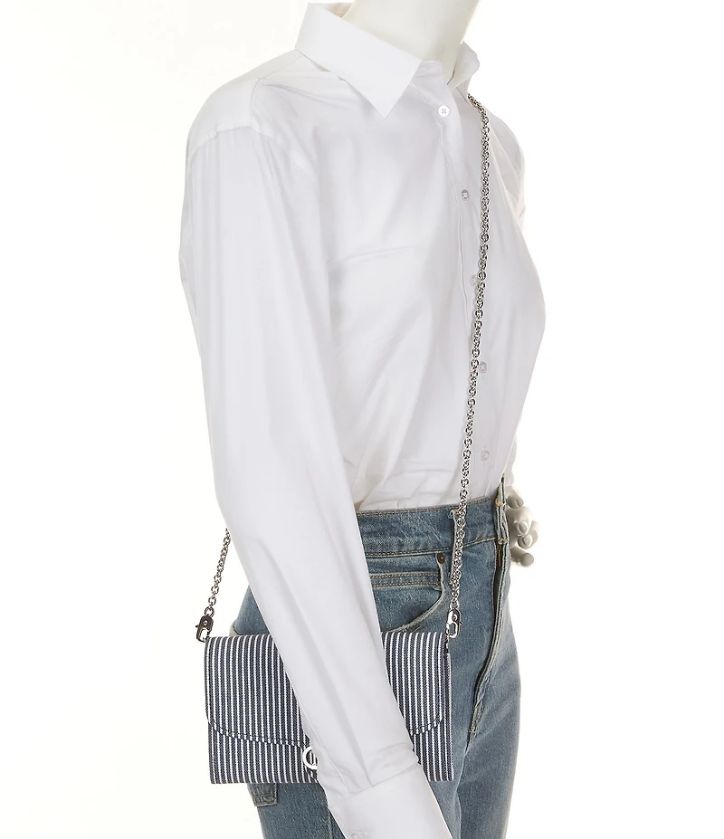 Lauren Ralph Lauren Adair Striped Canvas Medium Wallet Crossbody Bag