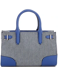 Lauren Ralph Lauren Devyn Small Striped Canvas Contrast Trim Tote Bag