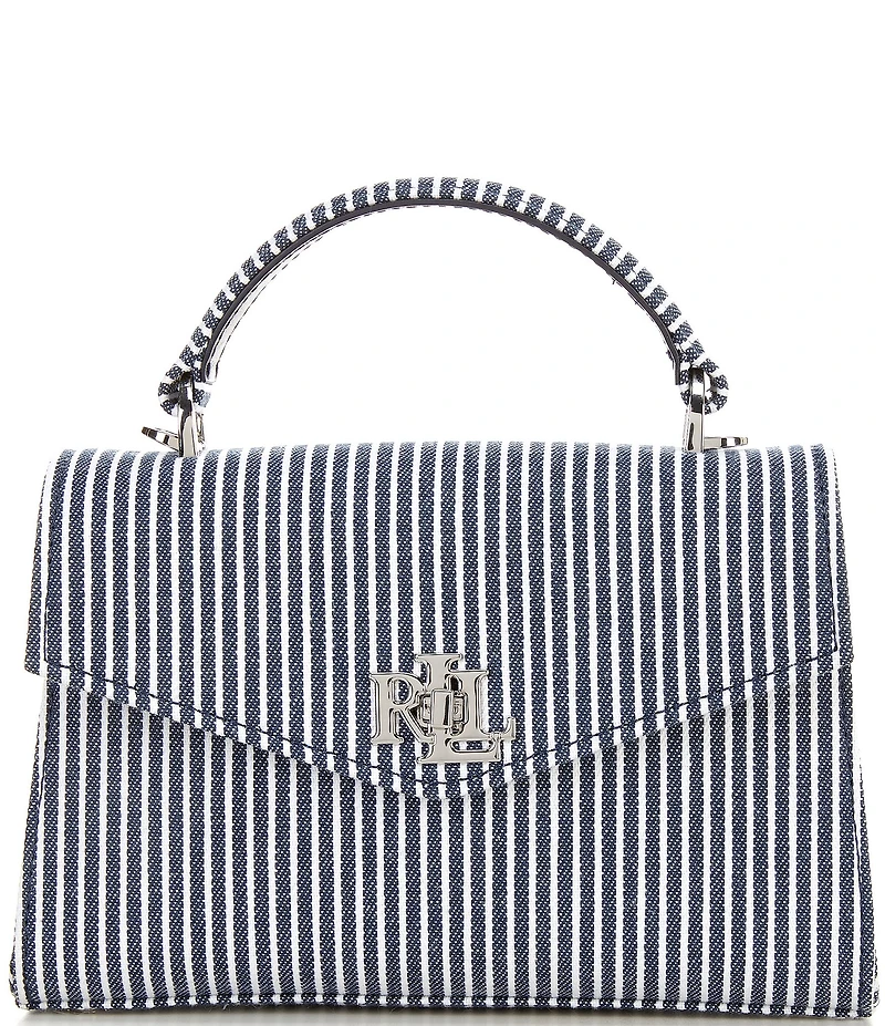 Lauren Ralph Lauren Farrah Striped Canvas Small Satchel Bag