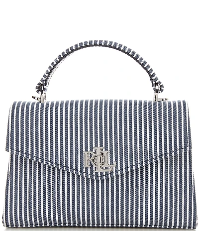 Lauren Ralph Lauren Farrah Striped Canvas Small Satchel Bag