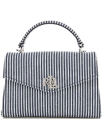 Lauren Ralph Lauren Farrah Striped Canvas Small Satchel Bag