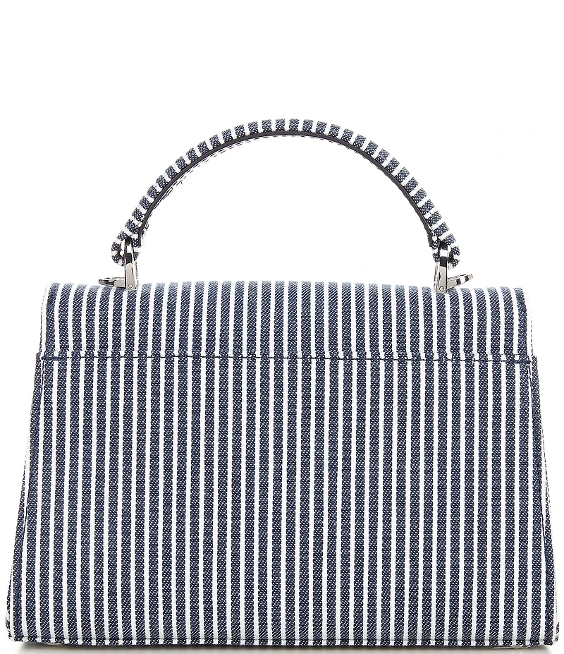 Lauren Ralph Lauren Farrah Striped Canvas Small Satchel Bag