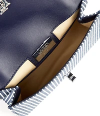 Lauren Ralph Lauren Farrah Striped Canvas Small Satchel Bag