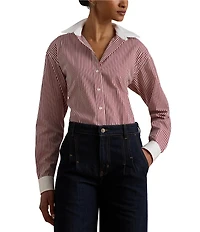 Lauren Ralph Lauren Striped Cotton Broadcloth Button Front Shirt