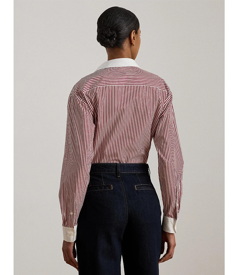 Lauren Ralph Lauren Striped Cotton Broadcloth Button Front Shirt