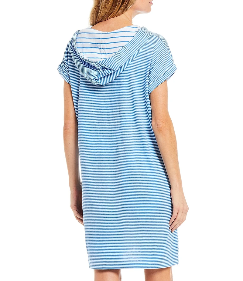 Lauren Ralph Lauren Striped Hoodie Interlock Zip Front Lounger