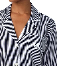 Lauren Ralph Lauren Striped Jersey Notch Collar 3/4 Sleeve Pajama Set