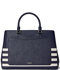 Lauren Ralph Lauren Hanna Large Striped Leather Satchel Bag
