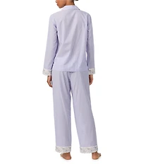 Lauren Ralph Lauren Striped Long Sleeve Notch Collar Woven Long Pajama Set