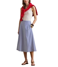 Lauren Ralph Lauren Striped Paneled Cotton Broadcloth A-Line Skirt