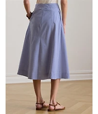 Lauren Ralph Lauren Striped Paneled Cotton Broadcloth A-Line Skirt