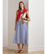 Lauren Ralph Lauren Striped Paneled Cotton Broadcloth A-Line Skirt